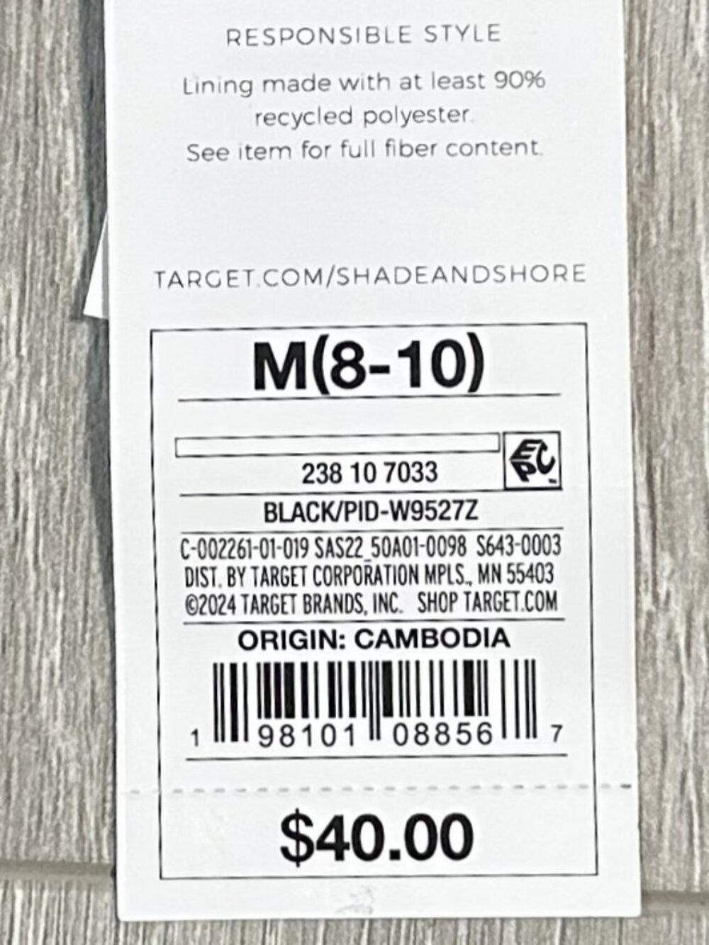 Shade & Shore High Neck One Piece Black Swimsuit. Size M (8/10). NWT - Picture 7 of 7